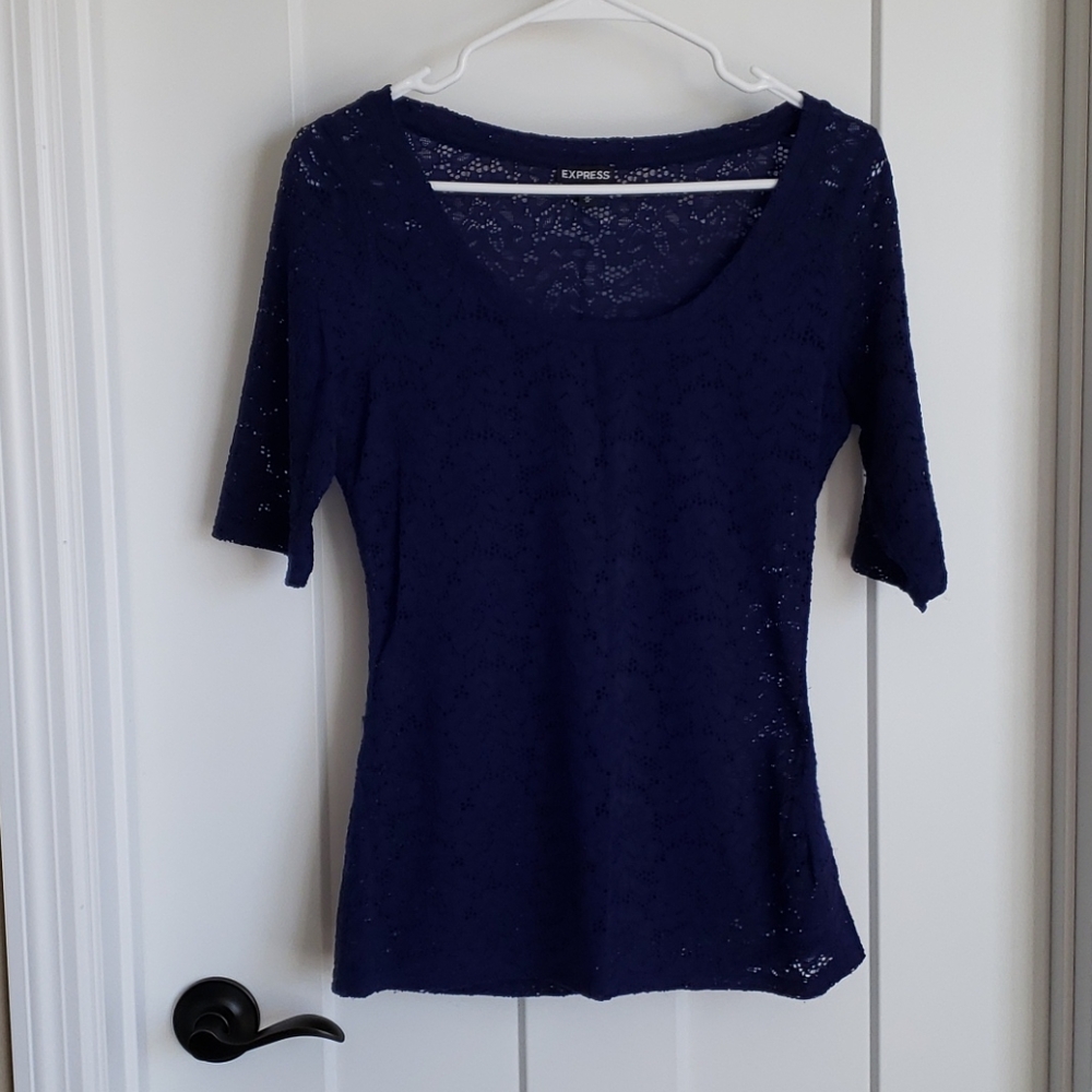 Express Navy Lace Top